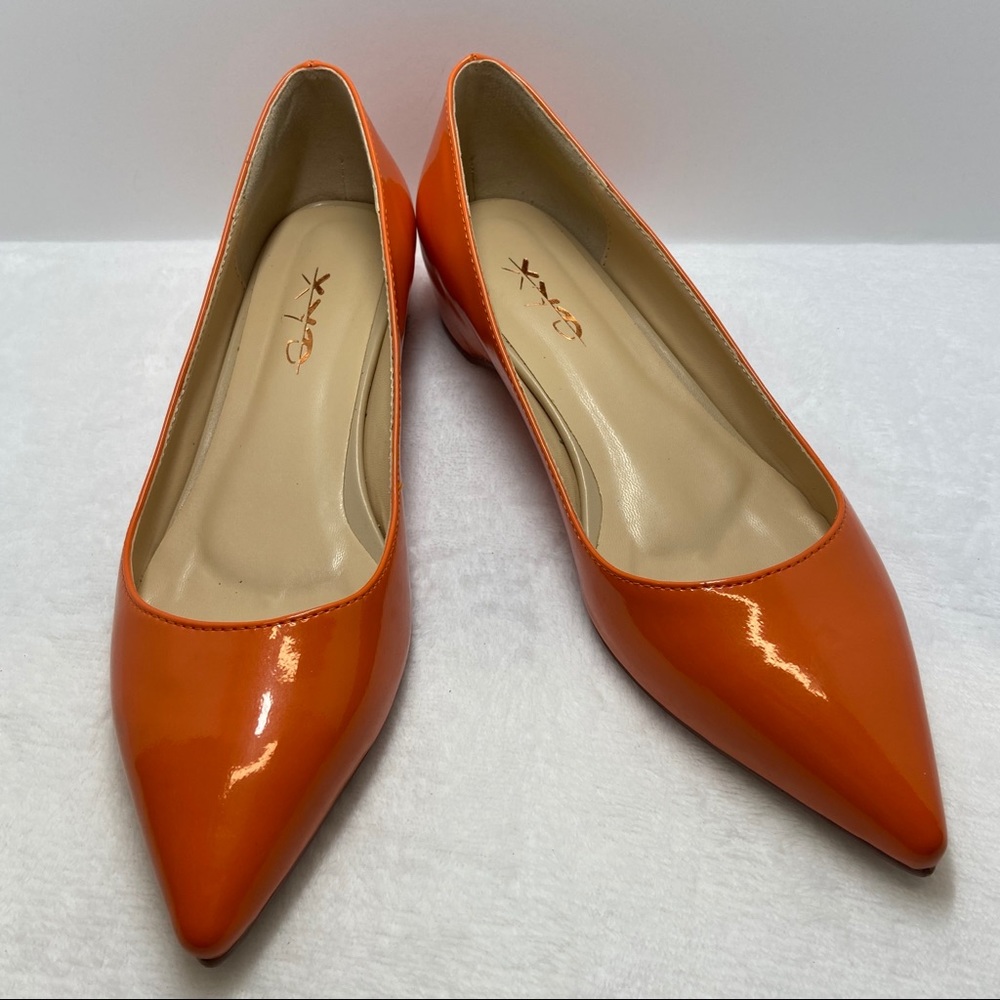 Pointed Toe Patent Leather Low Hidden Heel Pumps